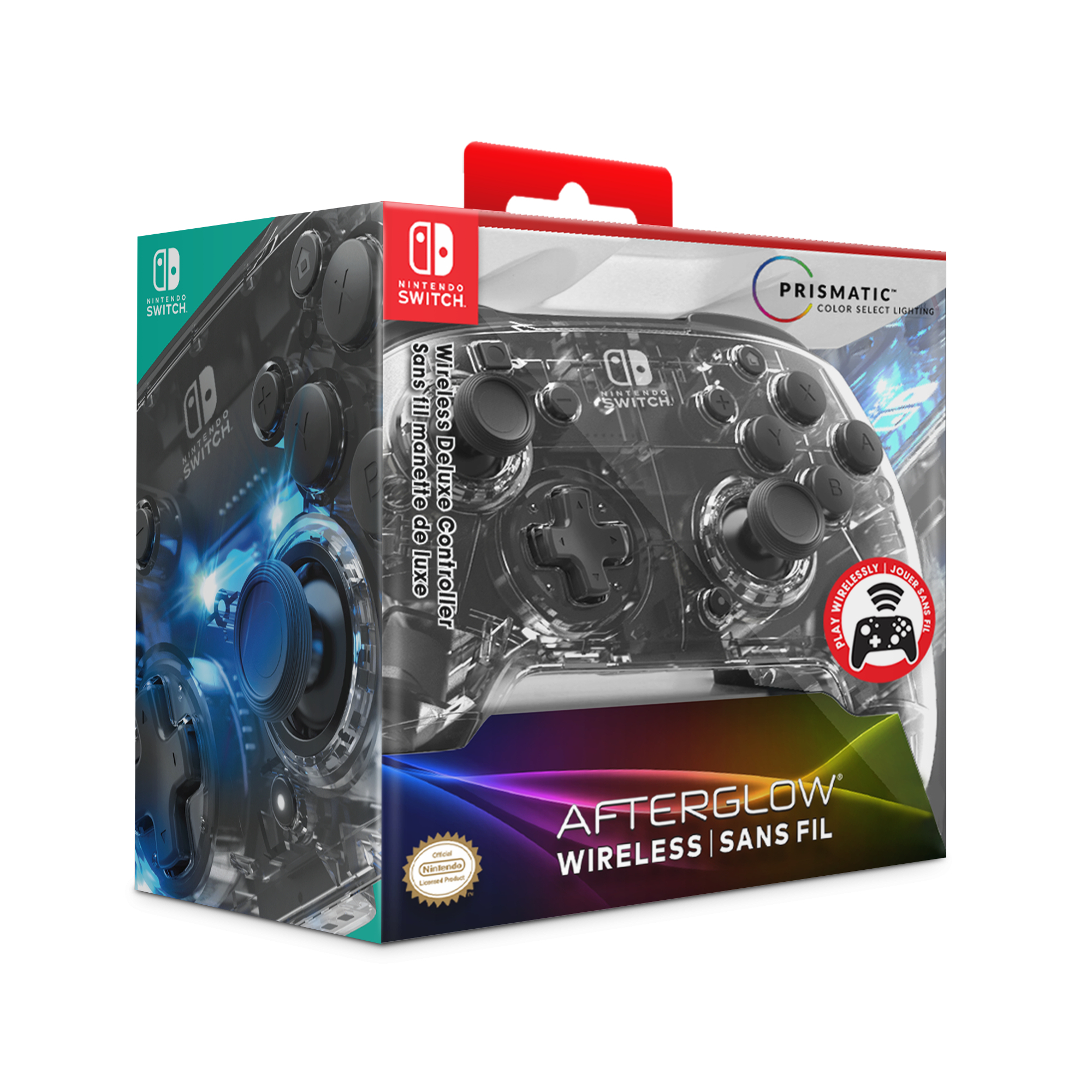 Nintendo Switch AfterGlow Deluxe+ Draadloze Controller - Grijs Transparant - GamesDirect®