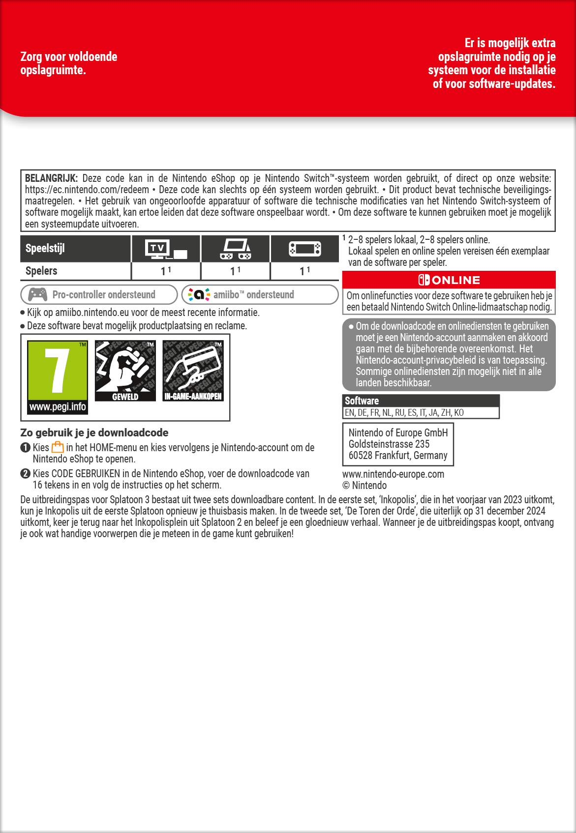Splatoon 3: Uitbreidingspas - DLC - Nintendo Switch - GamesDirect®
