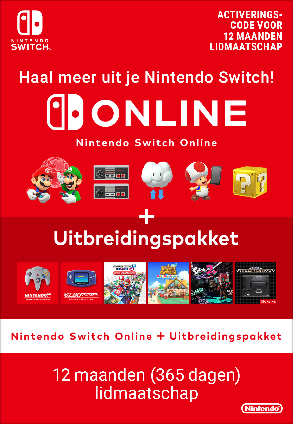 Nintendo Switch Online + Uitbreidingspakket - 365 Dagen Individueel Lidmaatschap (digitaal) GamesDirect®